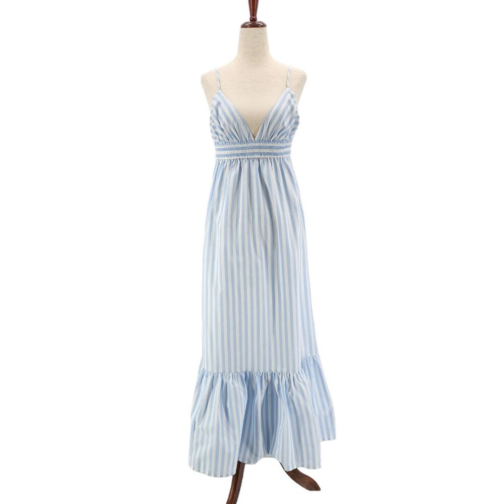 Banana Republic Factory Blue and White Striped Maxi Dress
